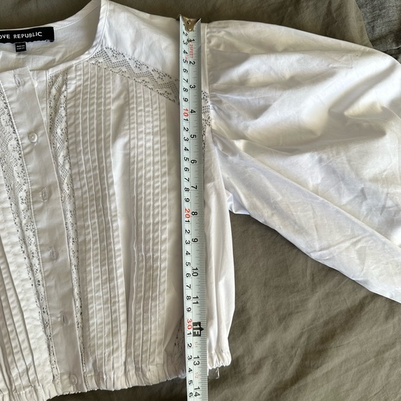 SOLD NWOT White Cotton Cropped Blouse - Picture 12 of 16